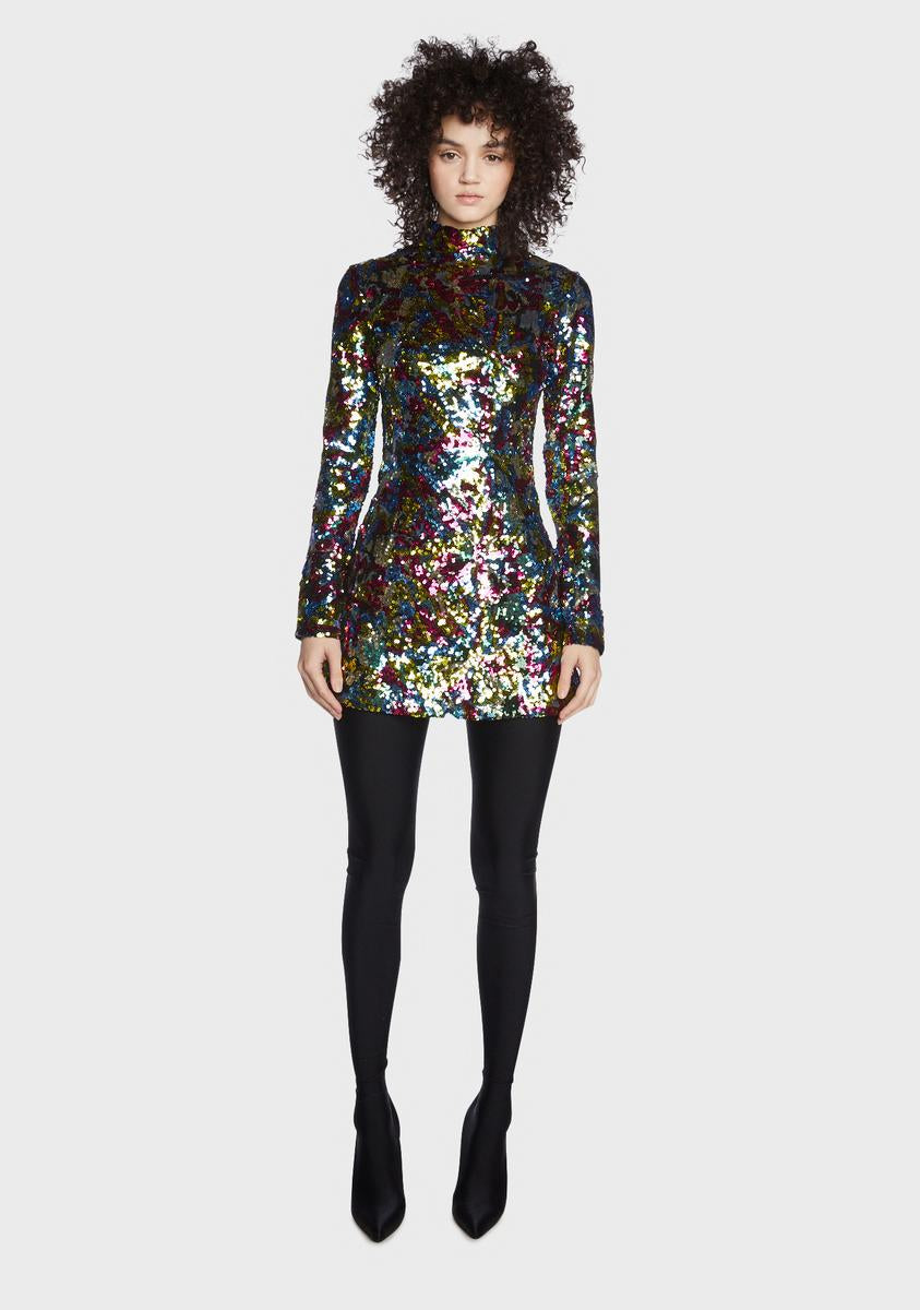 rare london sequin mini dress Rare London sequin cowl back long sleeve mini dress in light blue