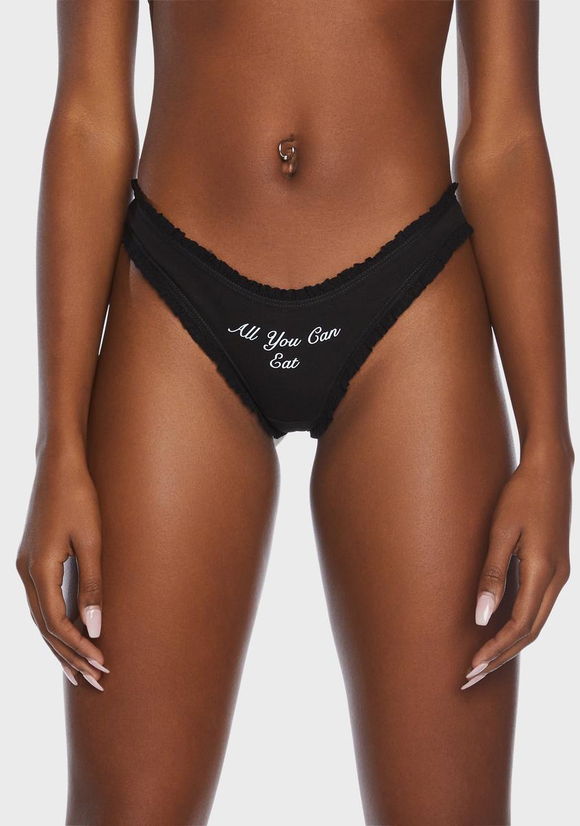 MaryJaneNite All You Can Eat Ruffle Thong - Black  Dolls Kill