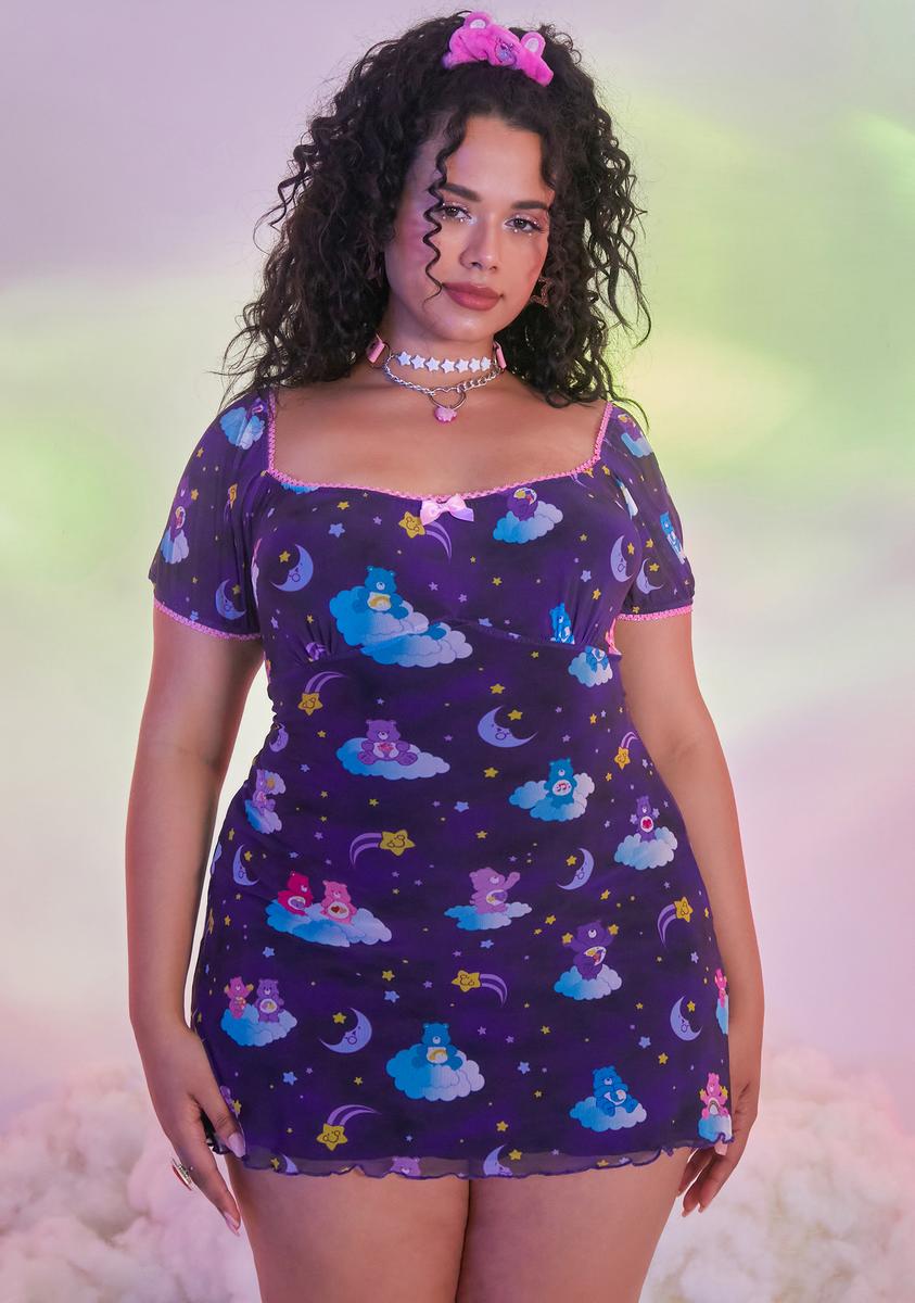 X Care Bears Plus Size Mesh Short Sleeve Moons Mini Dress Dolls Kill X Care Bears Plus Size Mesh Short Sleeve Moons Mini Dress Dolls Kill