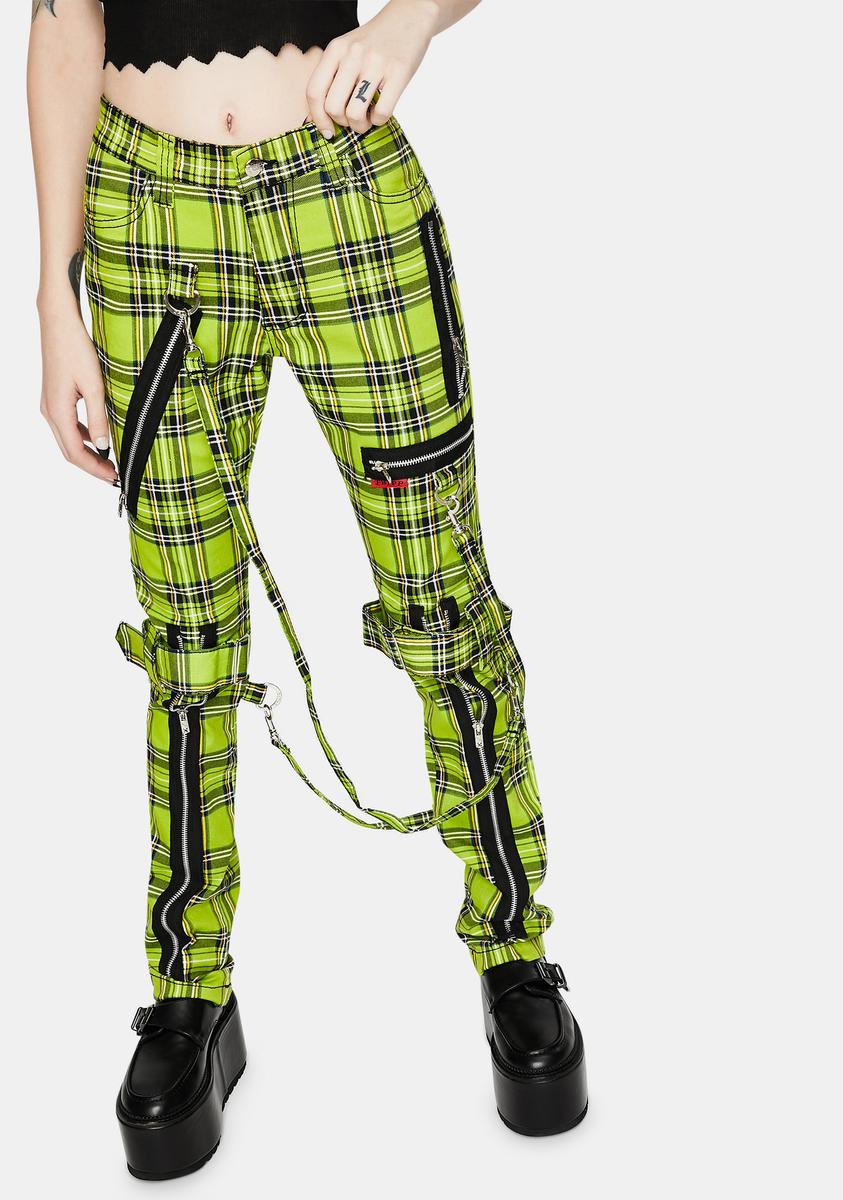 Tripp NYC Neon Lime Plaid Bondage Pants – Dolls Kill