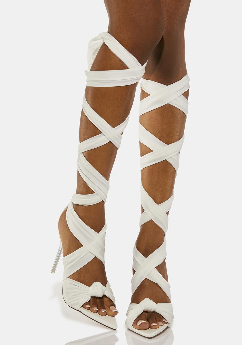 AZALEA WANG Wrap Stiletto Heels White – Dolls Kill