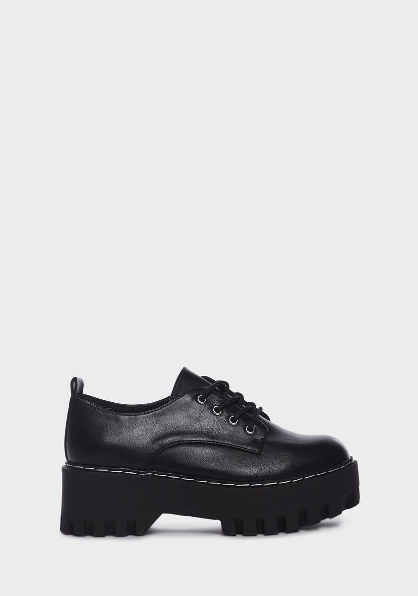 Vegan Leather Platform Oxfords - Black â Dolls Kill