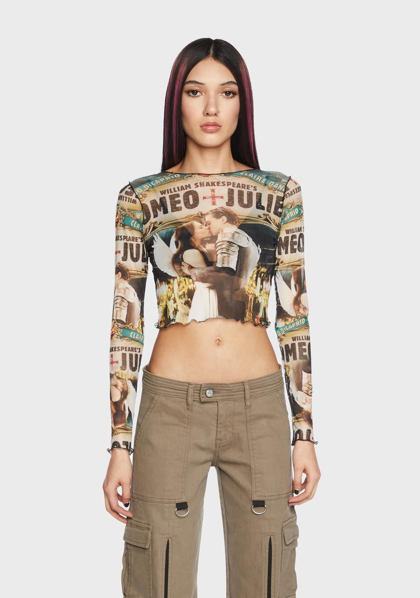 Basic Pleasure Mode Romeo And Juliet Mesh Crop Top - Multi