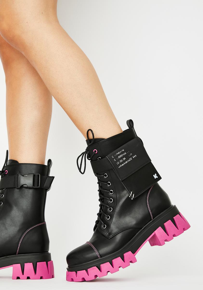 Koi Footwear Purple Banshee Combat Boots Dolls Kill