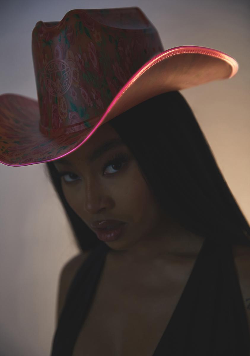 Neon Cowboys Floral Cowboy Hat Engraved Floral Cowboy Hat – Camelia Mexican Boutique main image 4
