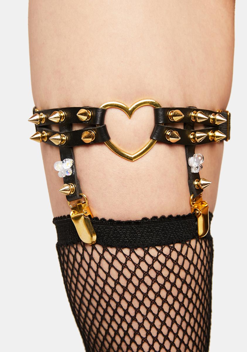 Spiked Heart Ring Butterfly Gem Garters - Black Gold Dolls Kill Spiked Heart Ring Butterfly Gem Garters - Black Gold Dolls Kill