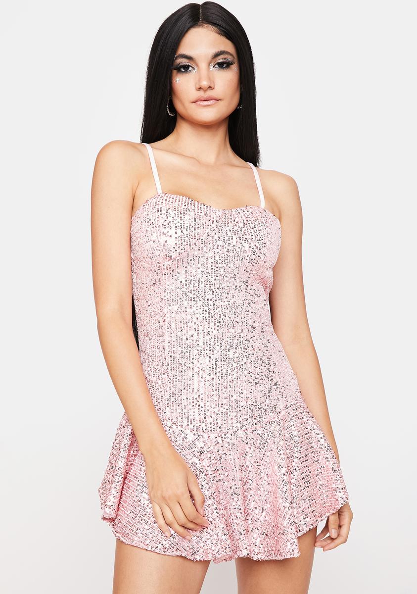 Sparkly Drop Waist Structured Bust Mini Dress