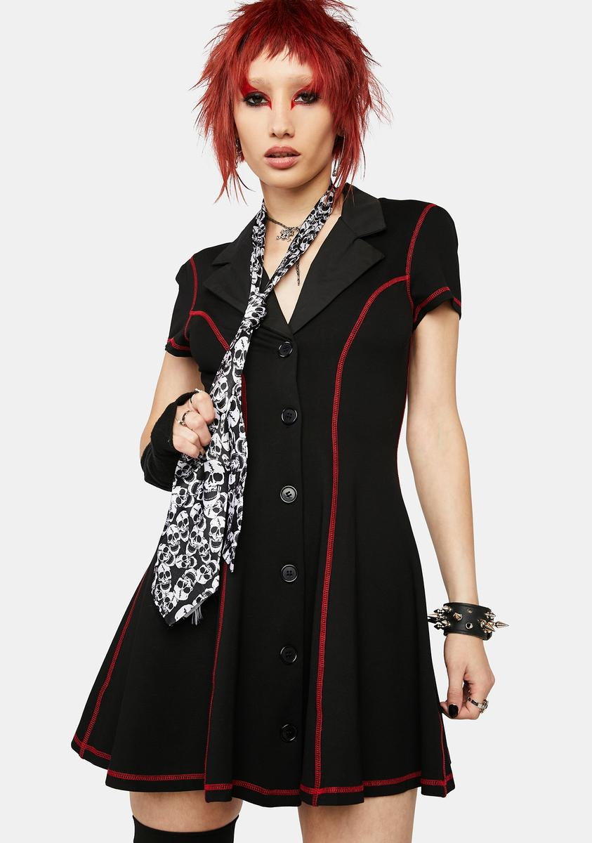 Current Mood Button Down Dress - Black  Dolls Kill
