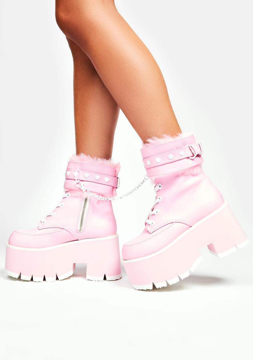 Ankle Boots Love Pink Sock Boots Demonia Ashes 57 Ankle Cuff