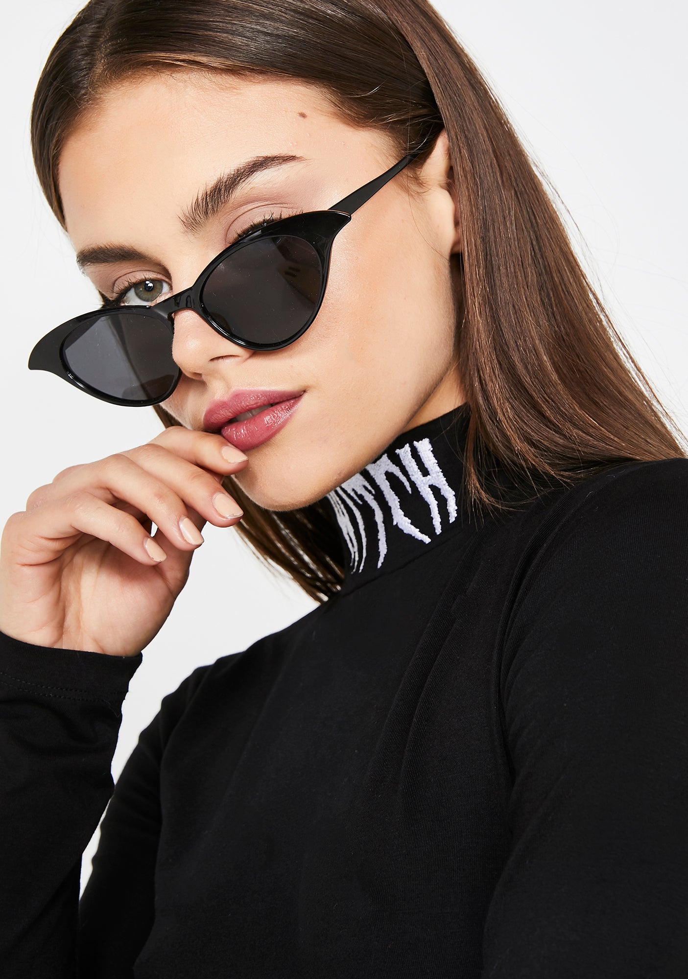 New Widow Black Goth Cat Eye Sunglasses Cunning Cat Dolls Kill Witch Vampire Widow Vampire Goth Crushed Velvet Rosette Bows Corset Top  main image 3