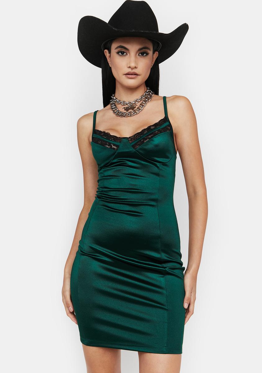 Satin Lace Bust Bodycon Mini Dress Green Dolls Kill Satin Lace Bust Bodycon Mini Dress Green Dolls Kill