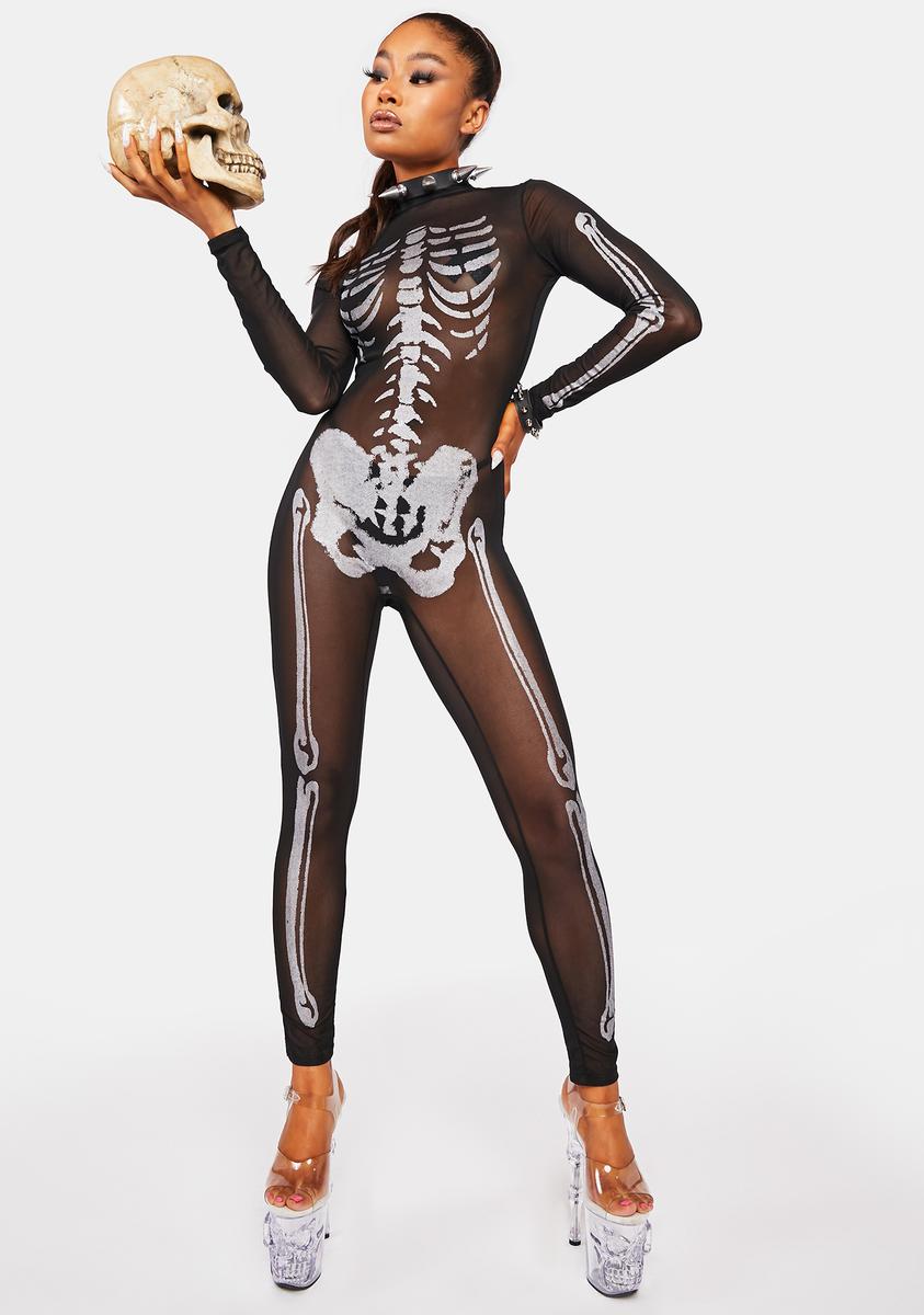 Sheer Mesh Skeleton Bralette Panty Set - Black – Dolls Kill