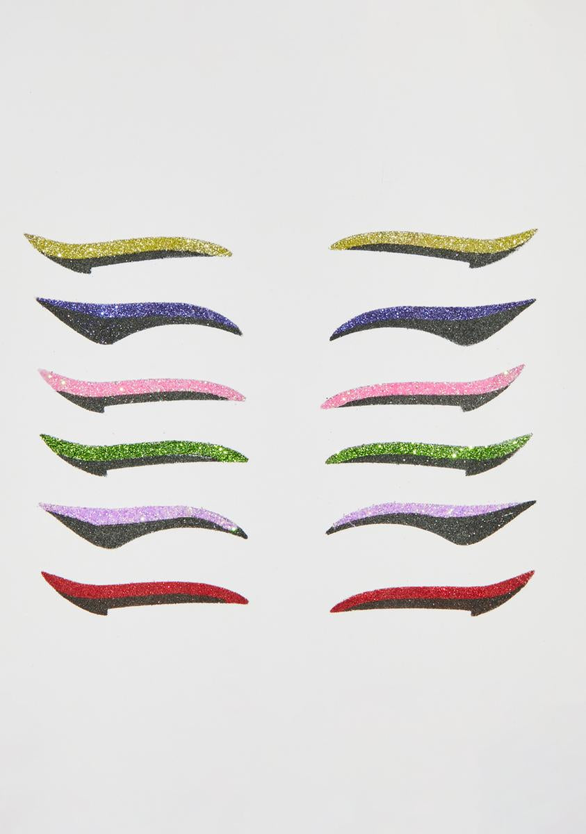 Six Assorted Winged Eyeliner Stickers Rainbow Dolls Kill