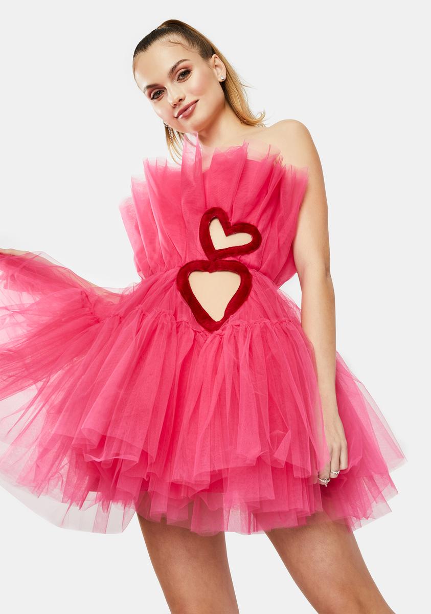 pink tulle heart dress Blush Heart Ruffle Tulle Dress Pink(Pre-Sale 7days) / M