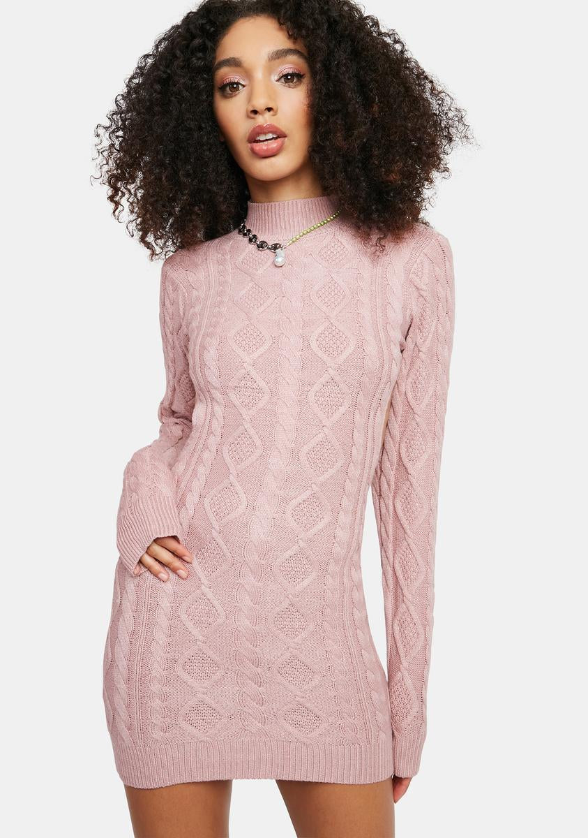 hot pink eyelet dress Hot Pink Eyelet Lng Slv Dress main image 1