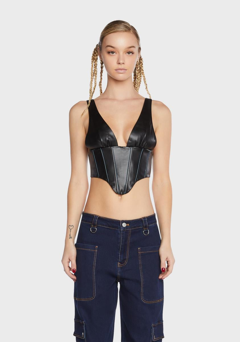 leather corset crop top