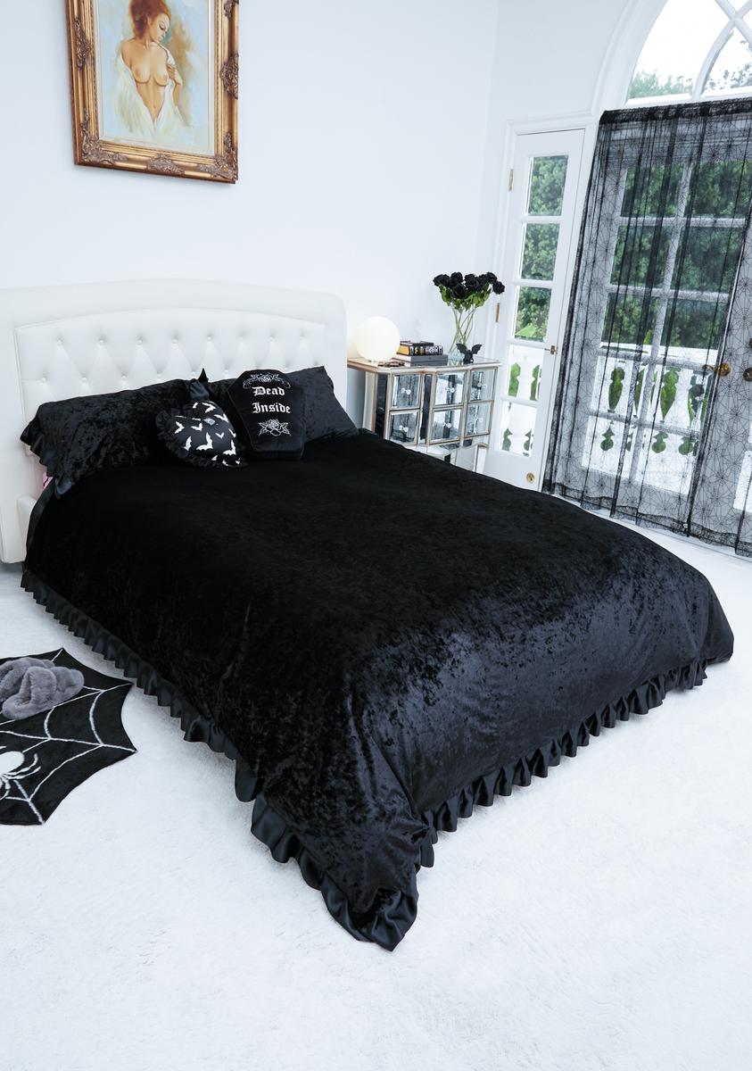 Dolls Home Satin Ruffle Velvet Duvet Cover - Black
