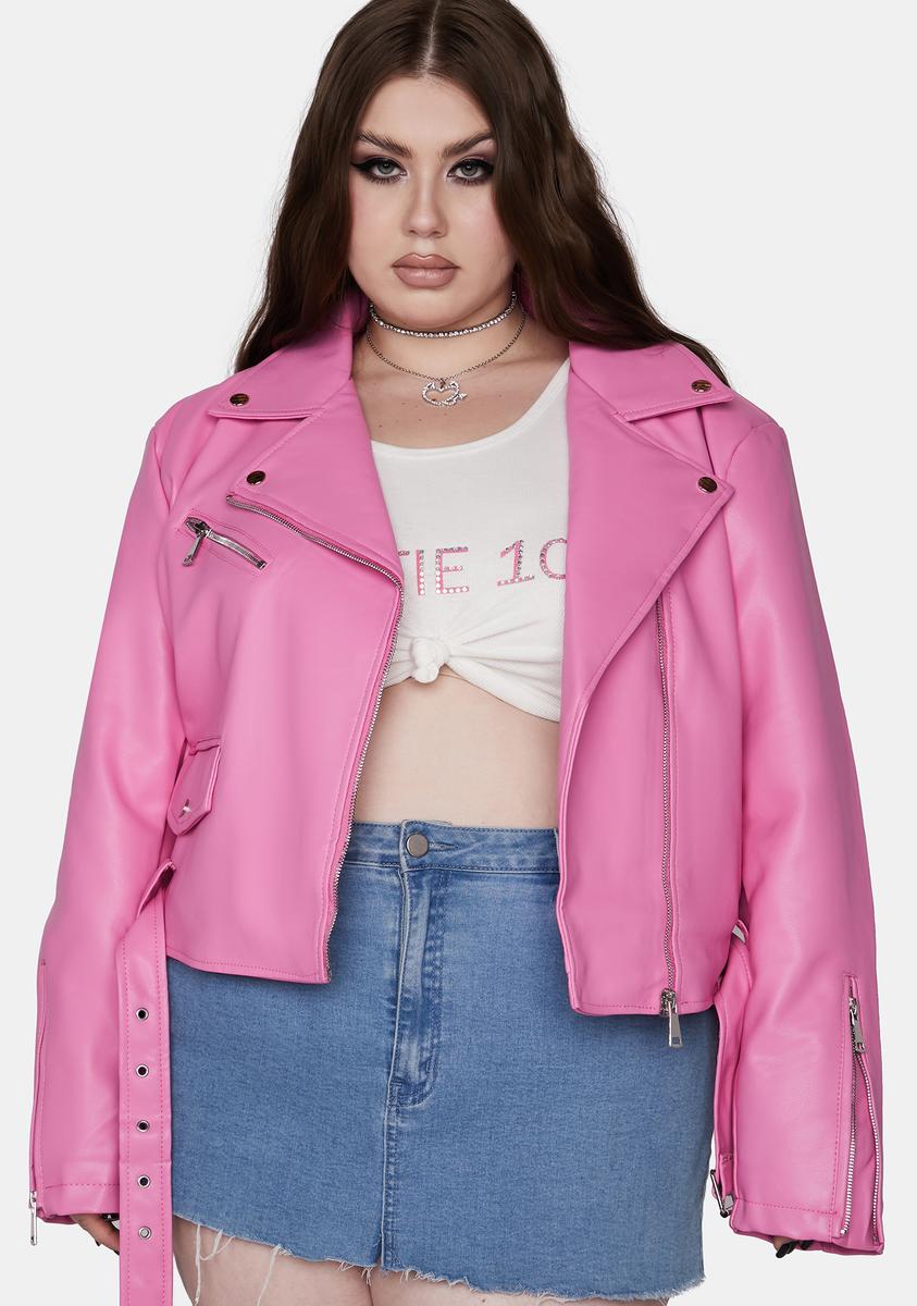 Plus Size Pink Leather Jackets Azalea Wang Plus Size Cropped Moto