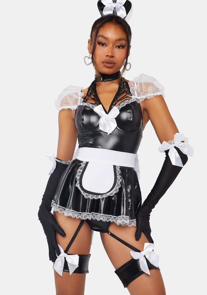 Sexy Lace Up Maid Costume - Black/White Sexy Lace Up Maid Costume - Black/White