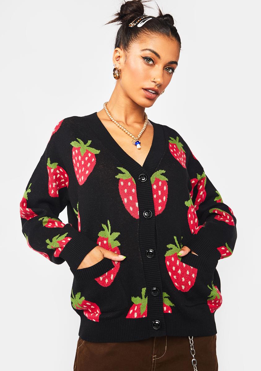 Dangerfield Strawberry Print Pocket Cardigan – Dolls Kill