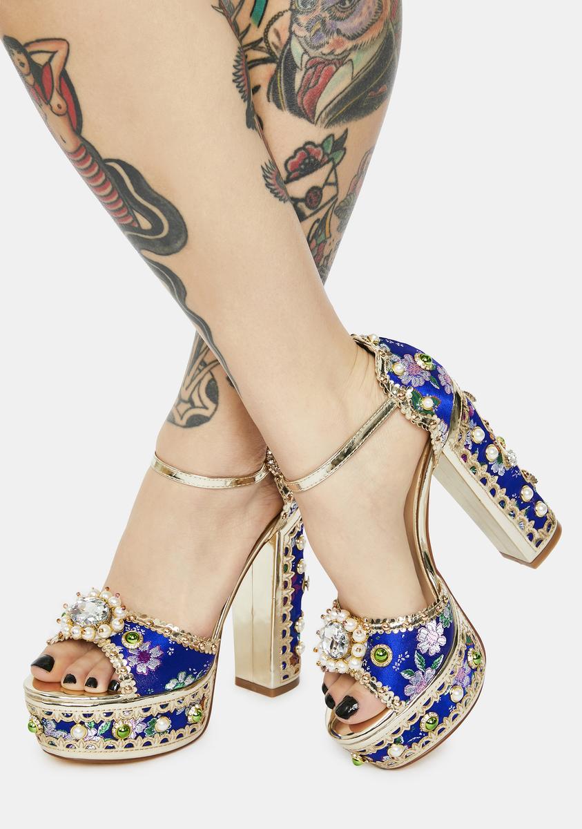 Jeweled platform heels sale