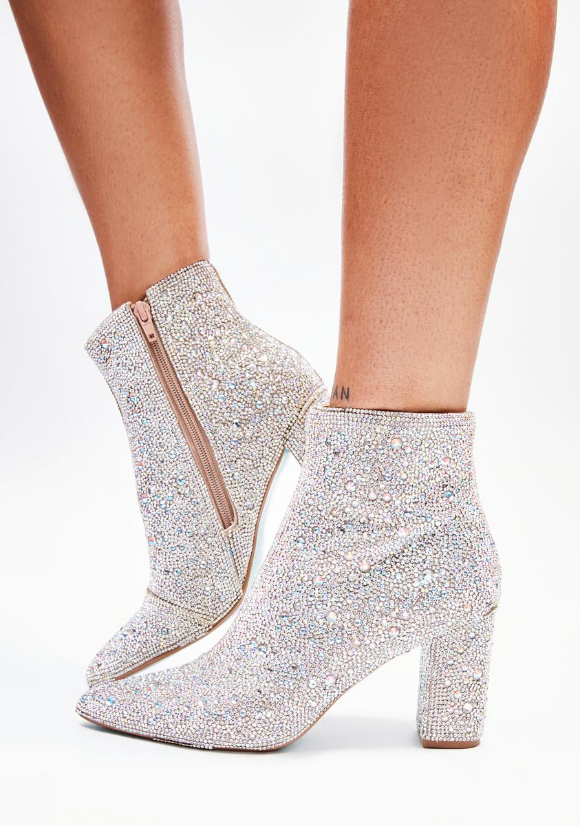 Betsey Johnson Cady Rhinestone Embellished Ankle Boots â Dolls Kill