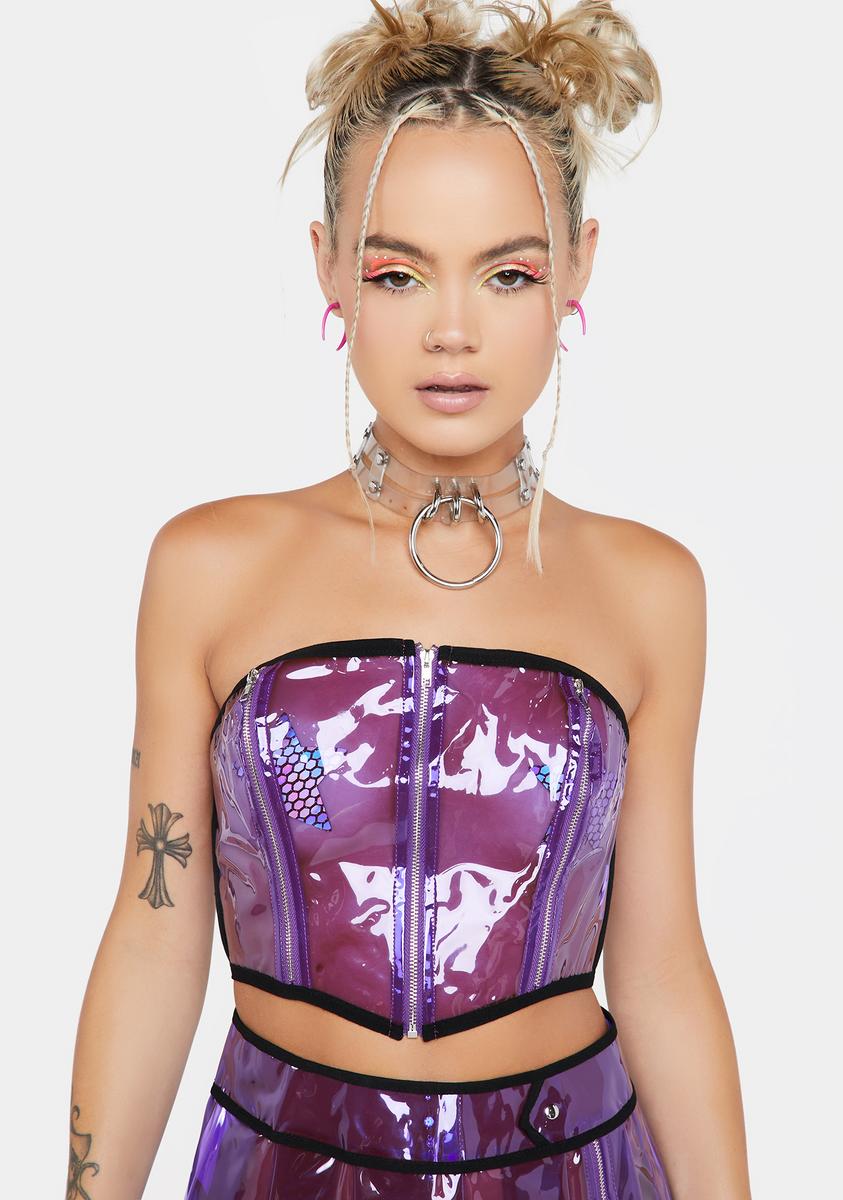 Structured Clear Vinyl Strapless Corset Top Purple – Dolls Kill