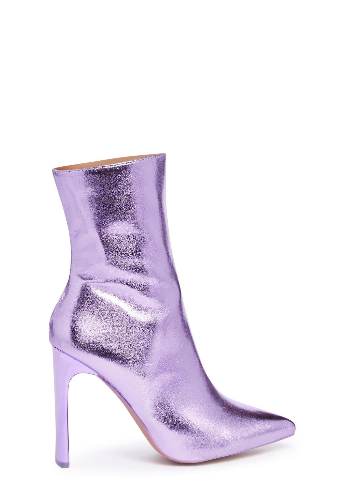 Metallic Heeled Ankle Boots - Purple