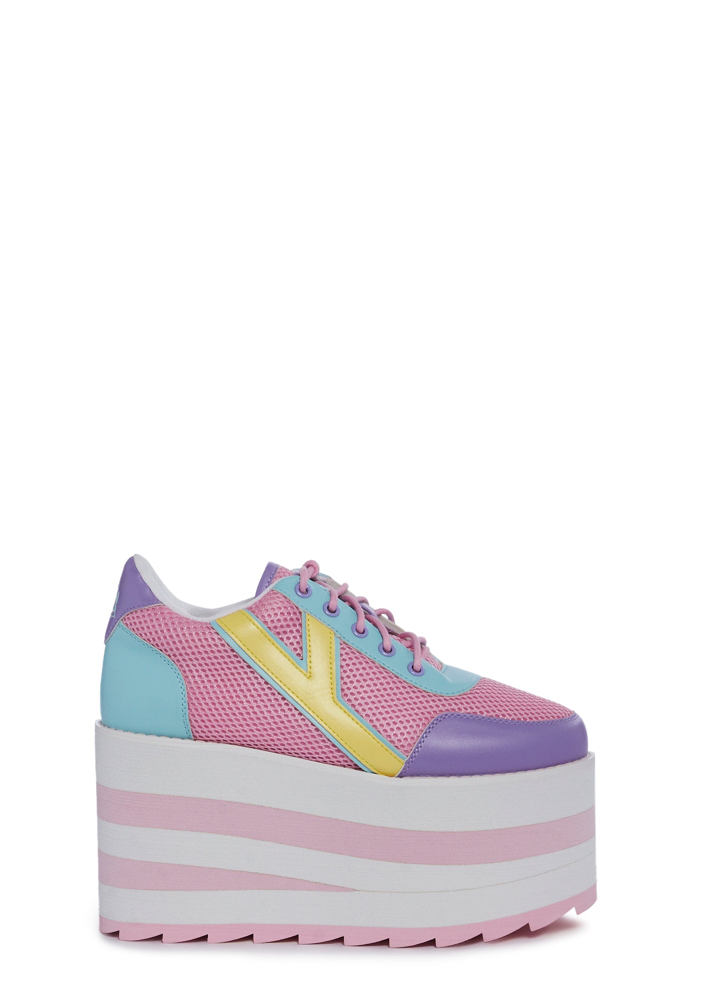 YRU Striped Platform Sneakers - Light Pink â Dolls Kill