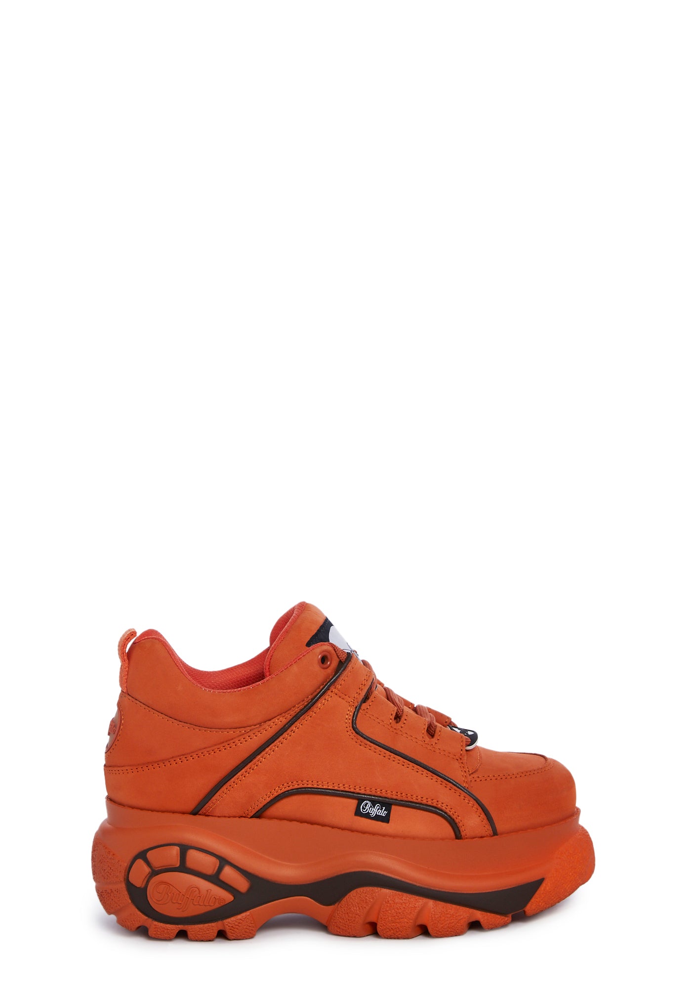 Buffalo London Genuine Leather Platform Lace Up Sneakers Orange Dolls Kill