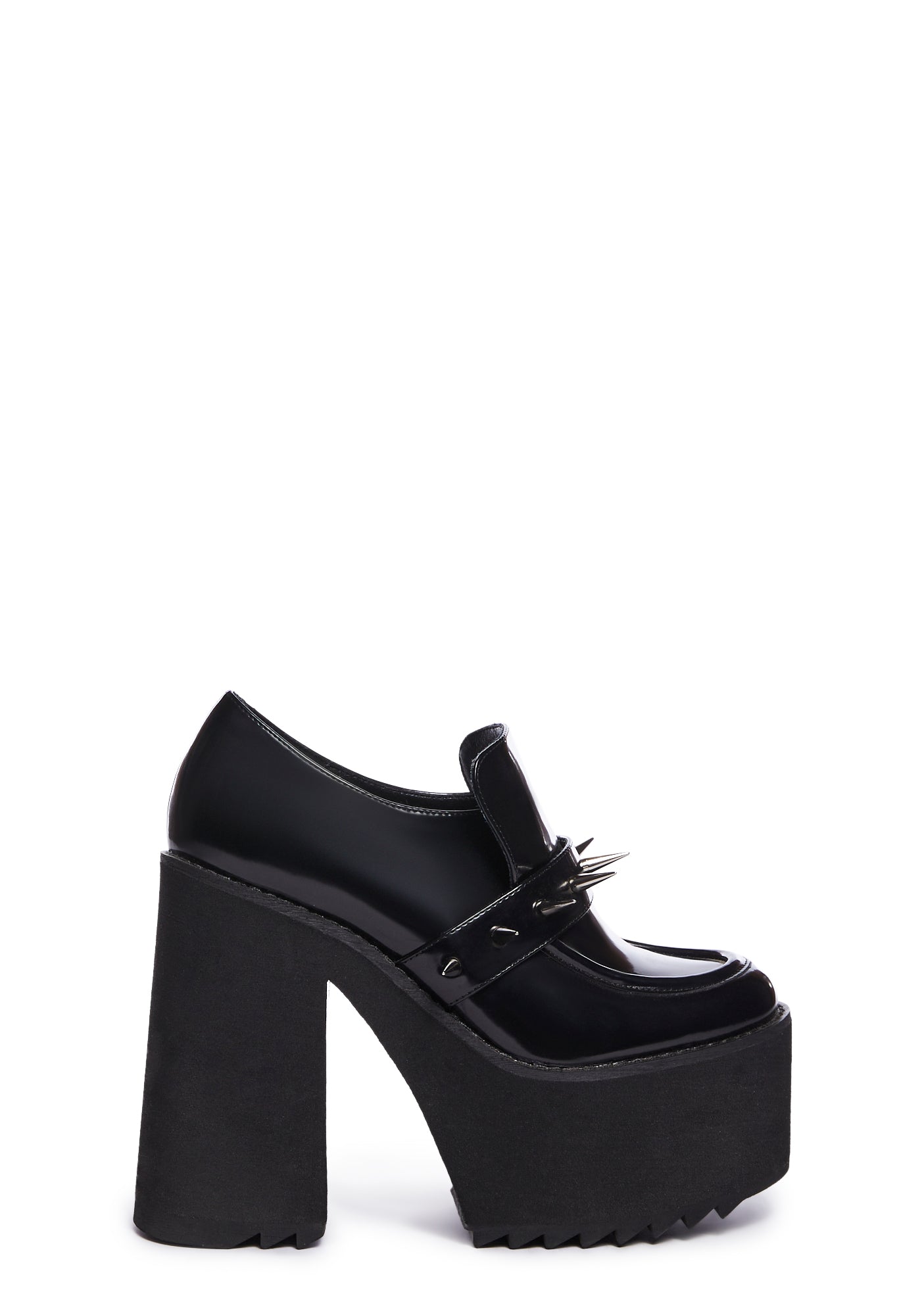 Widow Spiked Stud Platform Loafers - Black – Dolls Kill