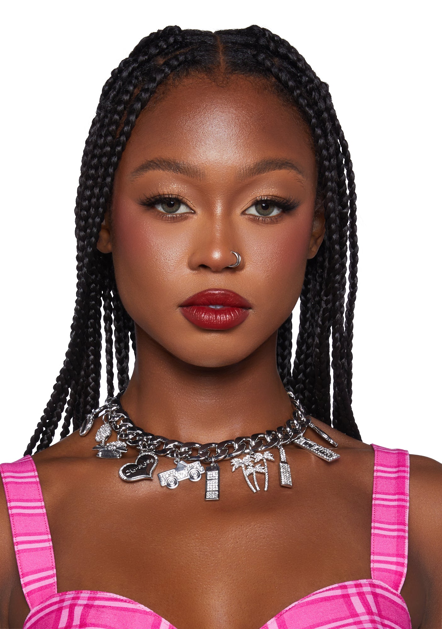 Dolls Kill x Clueless Charm Necklace Silver