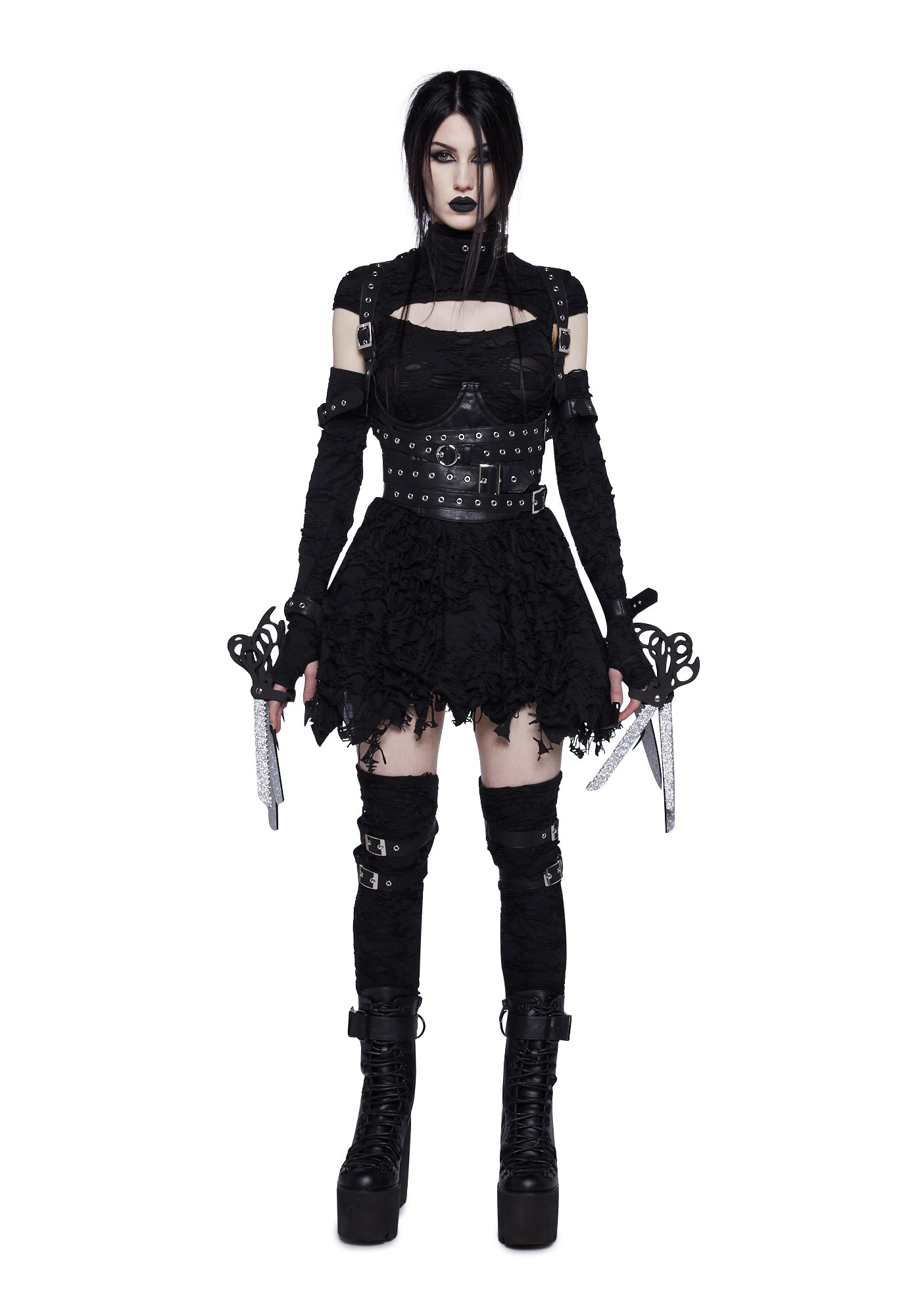 Scissor Girl Edward Scissorhands Burton Scary Womans Halloween Costume Set Black Dolls Kill