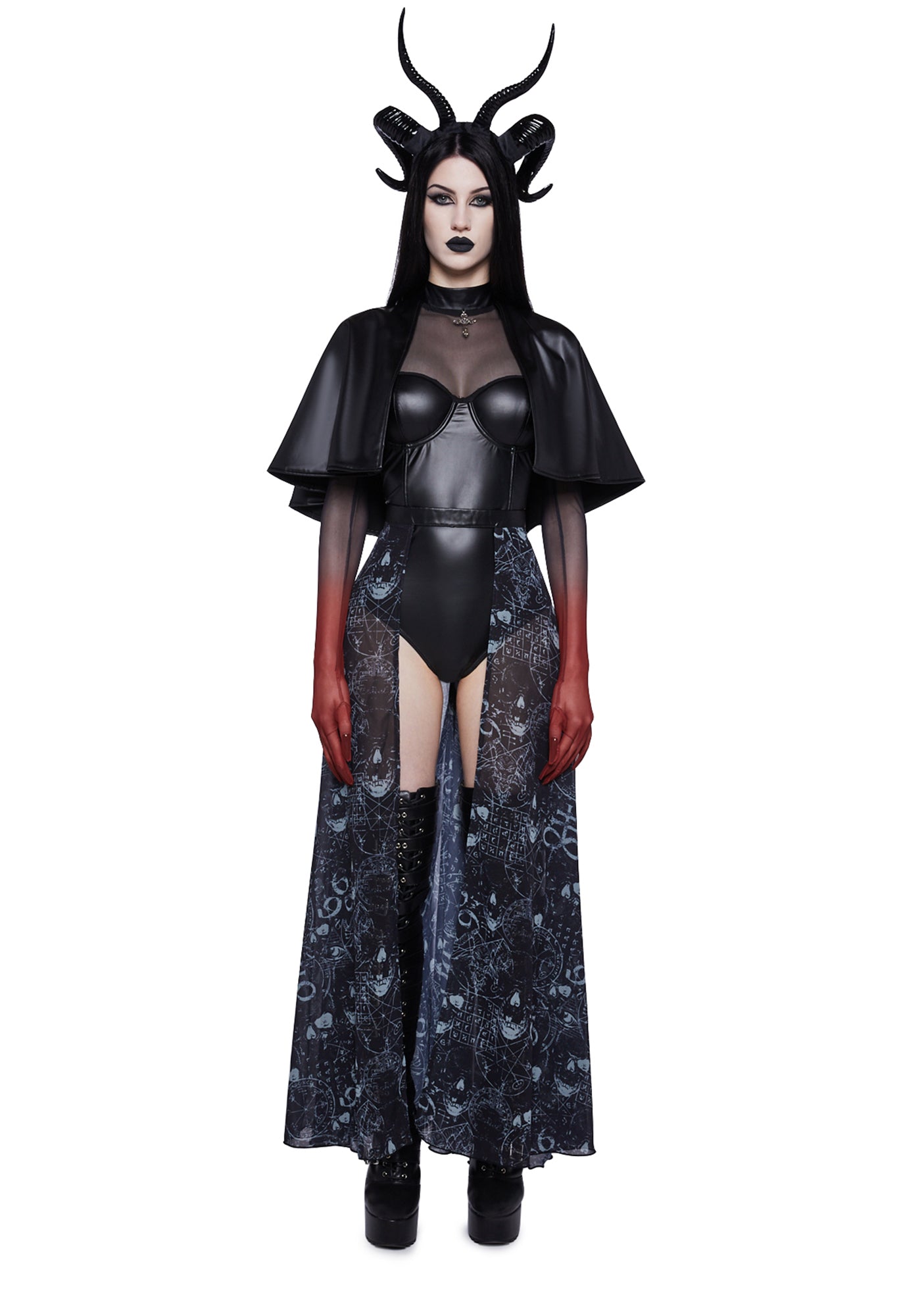 Trickz N' Treatz Baphomet Maleficent Vegan Leather Costume Set - Black