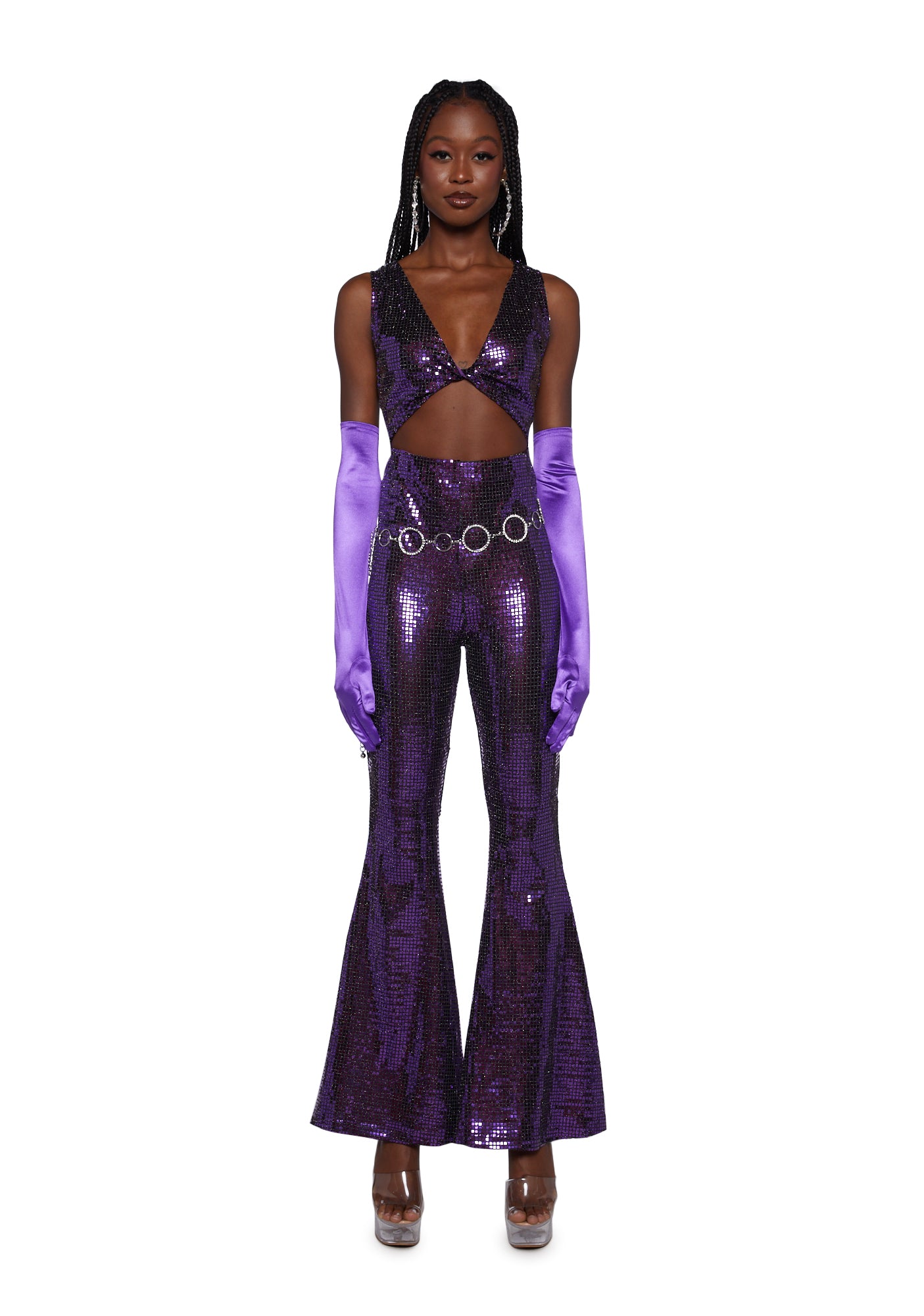 Women Disco Halloween Costume - Purple
