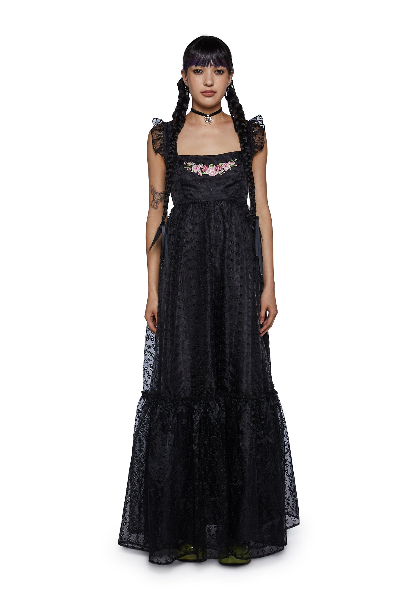 Delia's Embroidered Tulle Babydoll Maxi Dress - Black Delia's Embroidered Tulle Babydoll Maxi Dress - Black