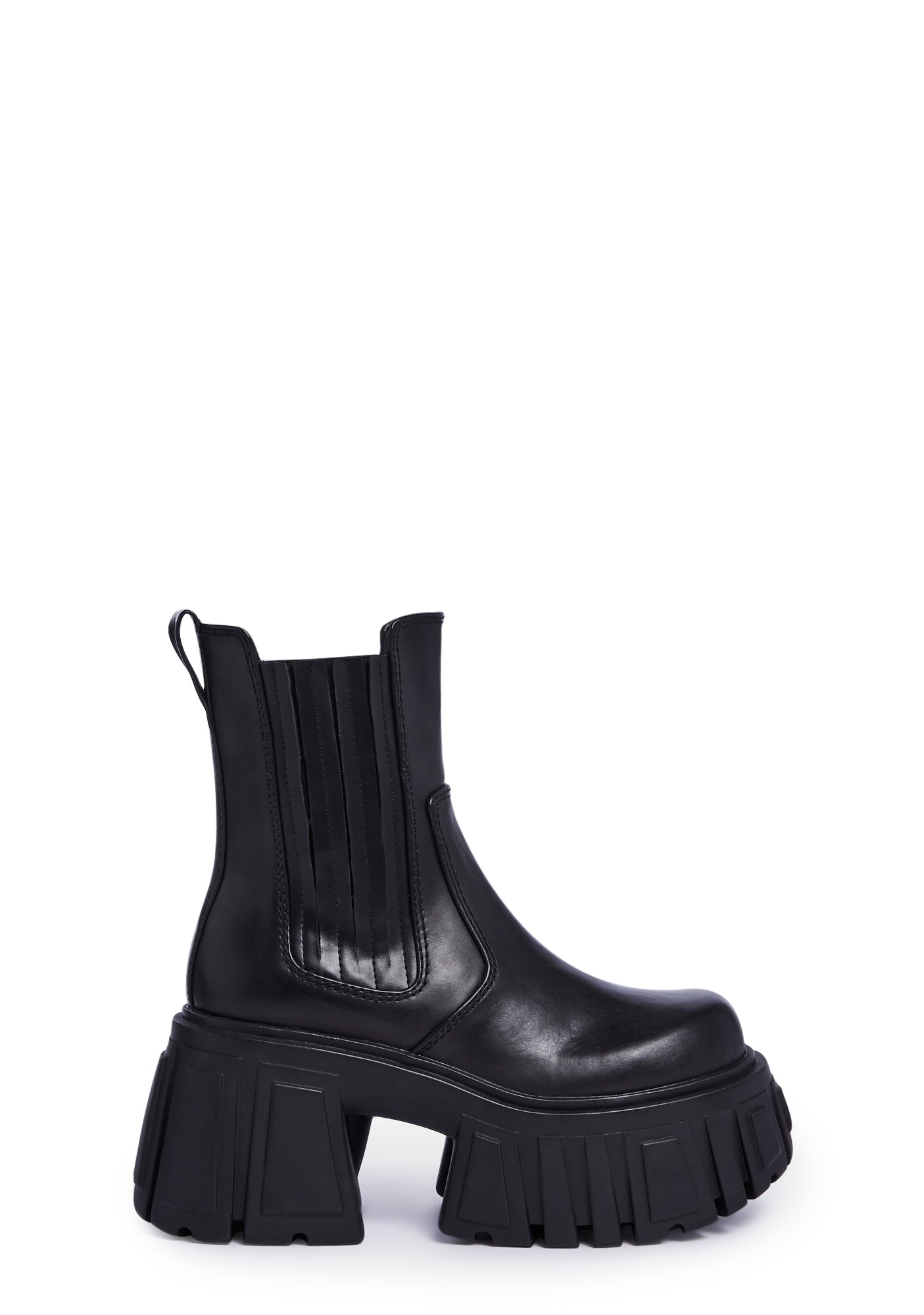 dollskill current mood 厚底ブラックロングブーツ Current Mood Vegan Leather Ankle Boots - Black – Dolls Kill