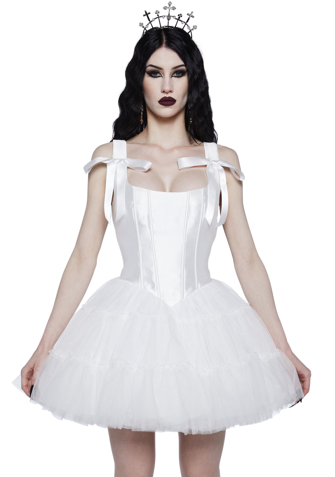 Unholy Corset Mini Dress- White Dolls Kill Unholy Corset Mini Dress- White Dolls Kill