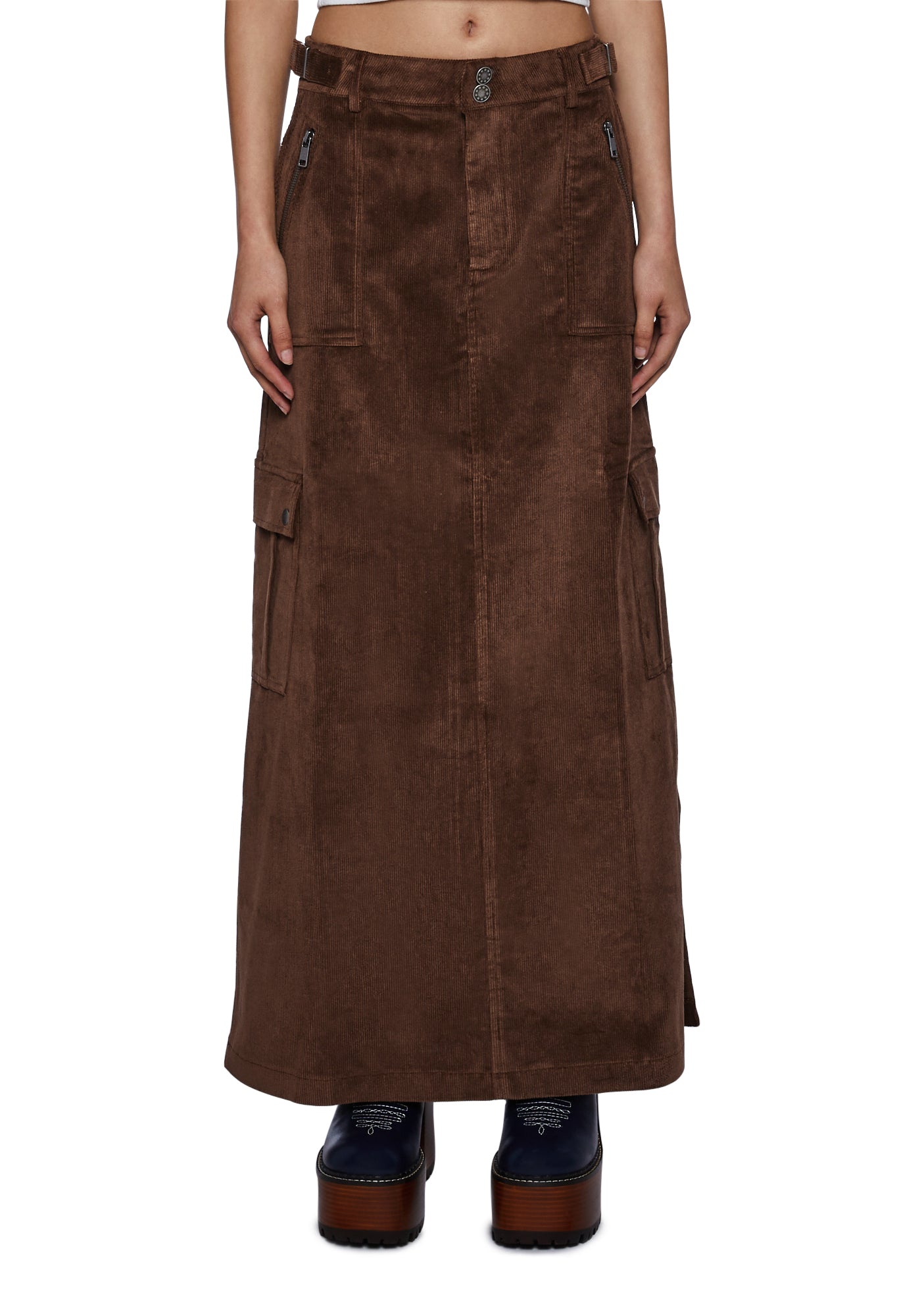 Delia's Corduroy Cargo Maxi Skirt Brown Dolls Kill