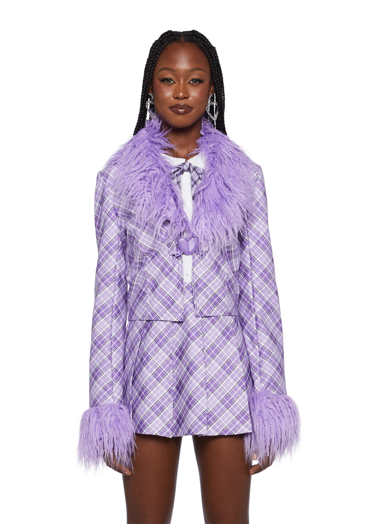 Fur on sale plaid jacket