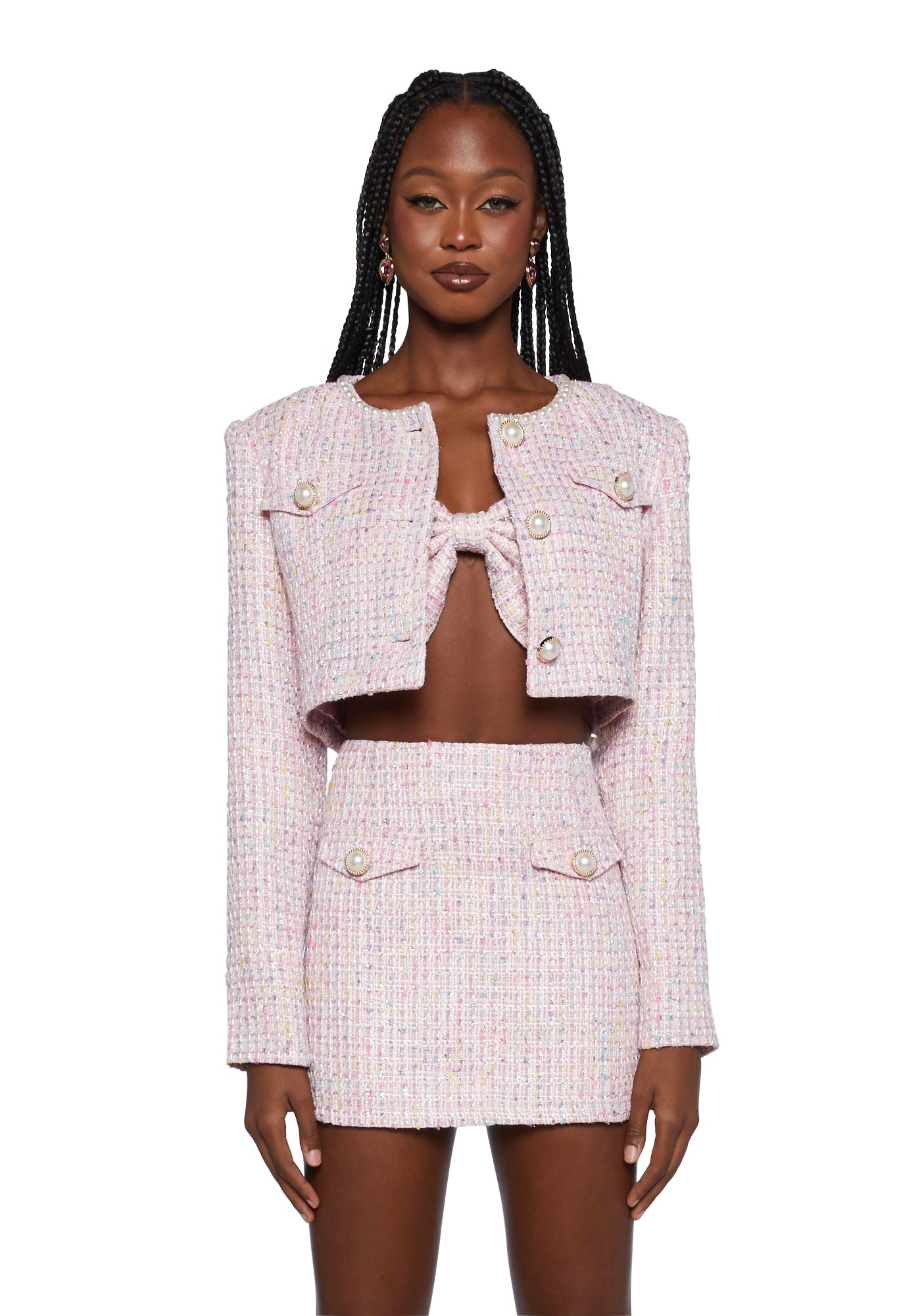 Tweed skirt set clearance pink