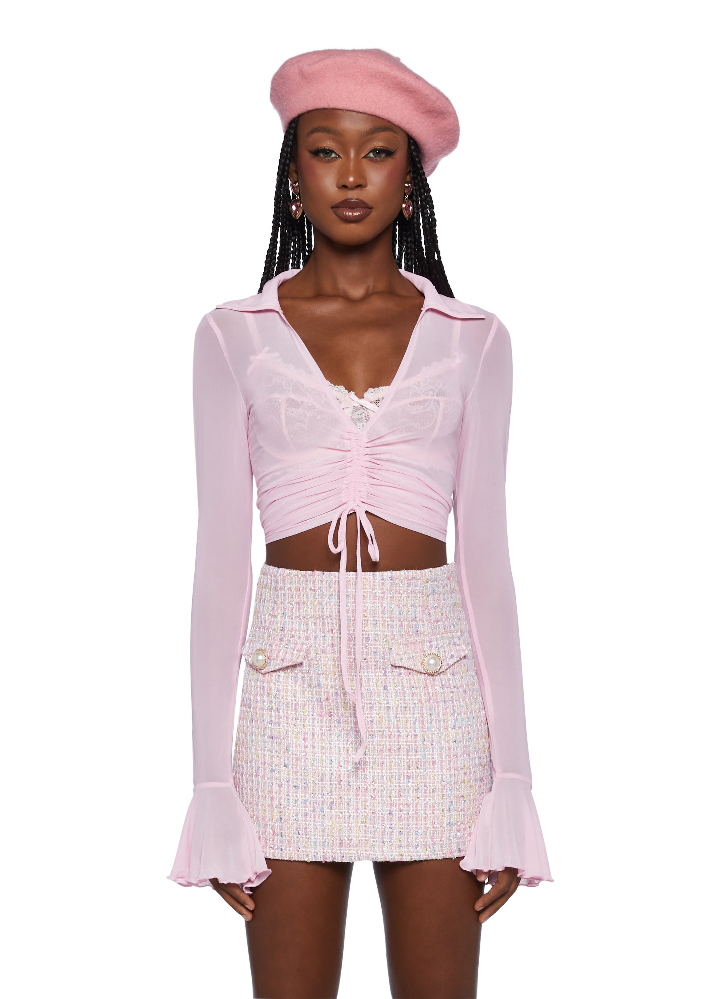 Sheer ruched top new arrivals