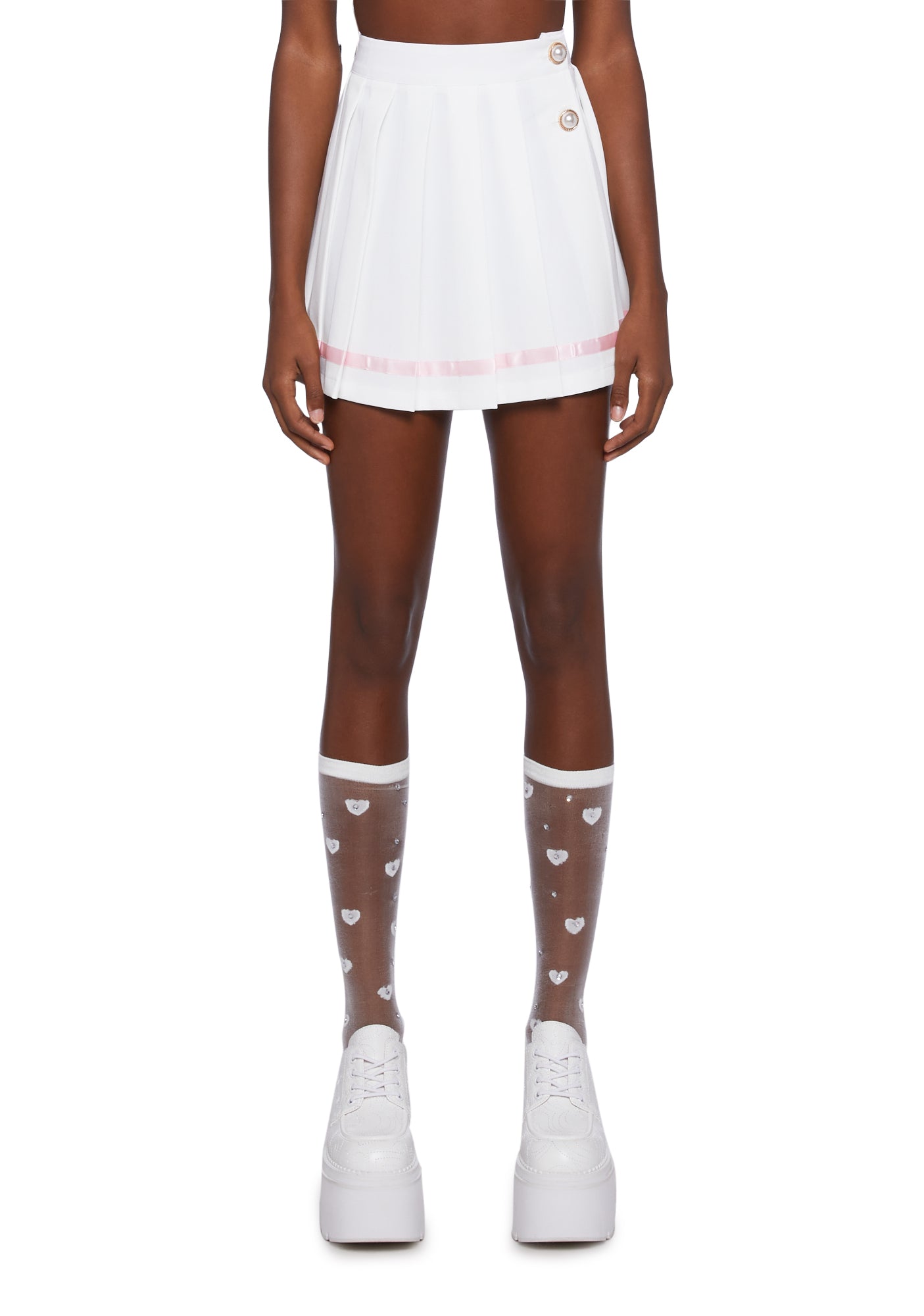 Dolls kill white pleated skirt hotsell