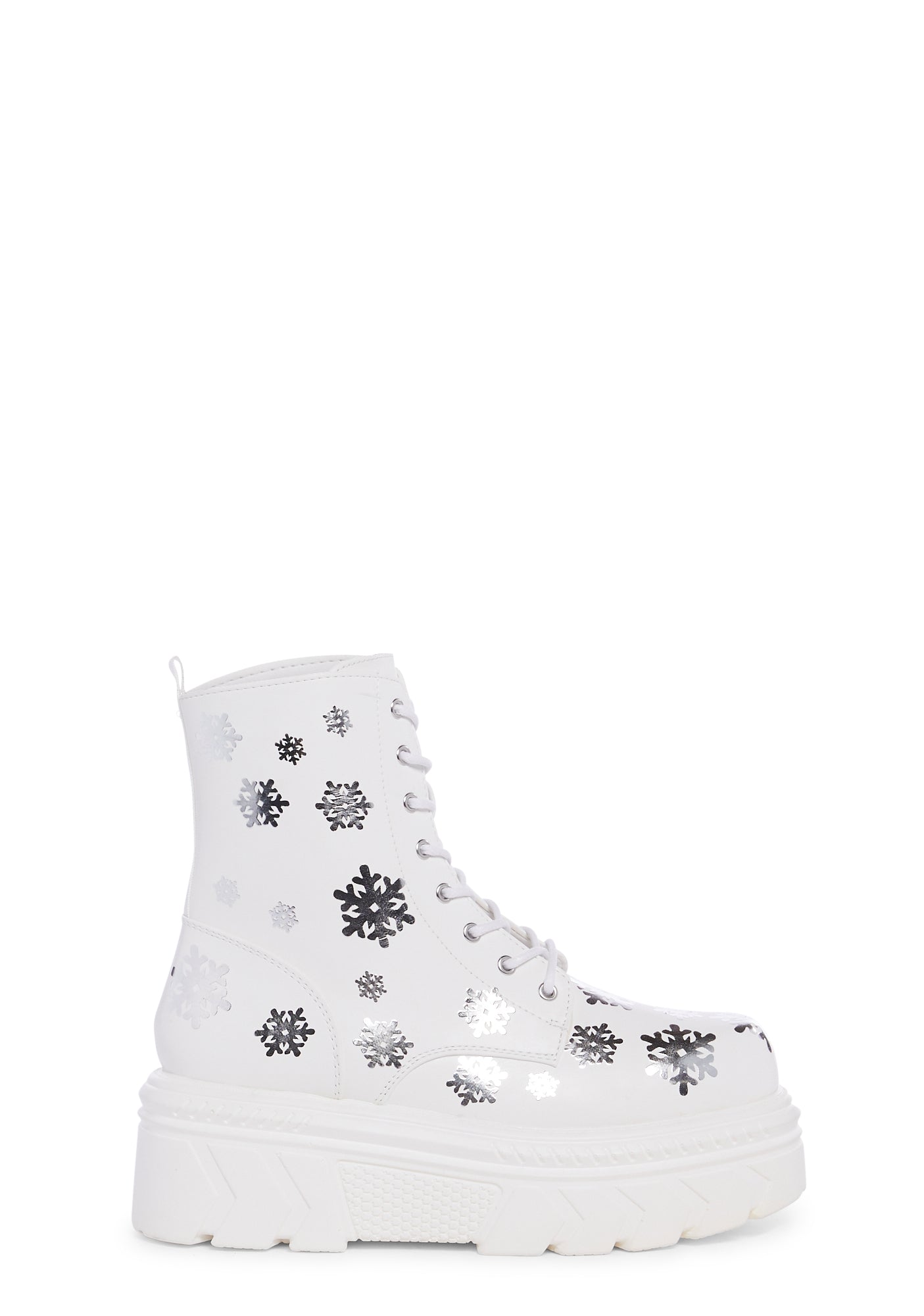 Koi Footwear Snowflake Combat Lace Up Boots - White