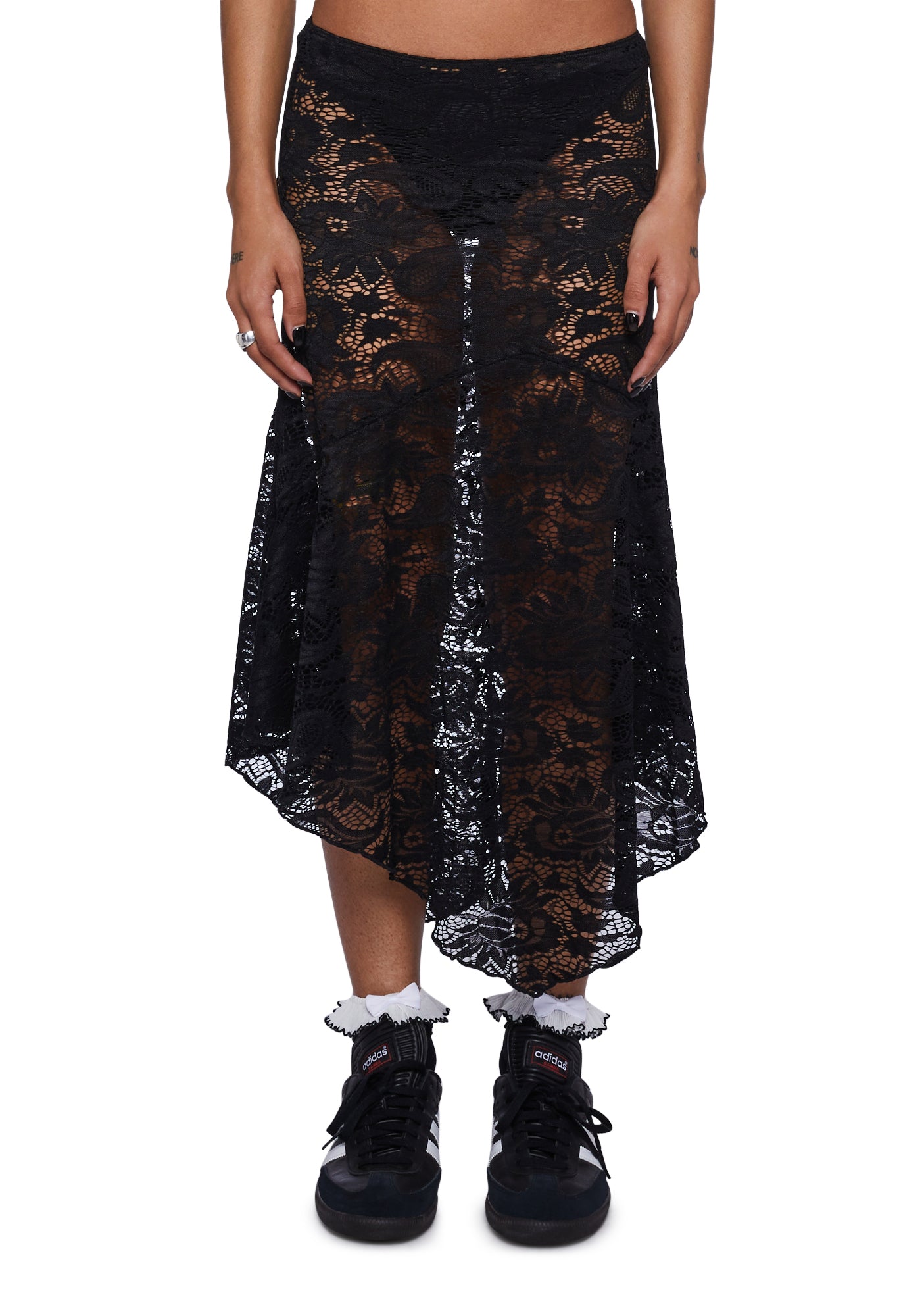 Black lace waterfall skirt store