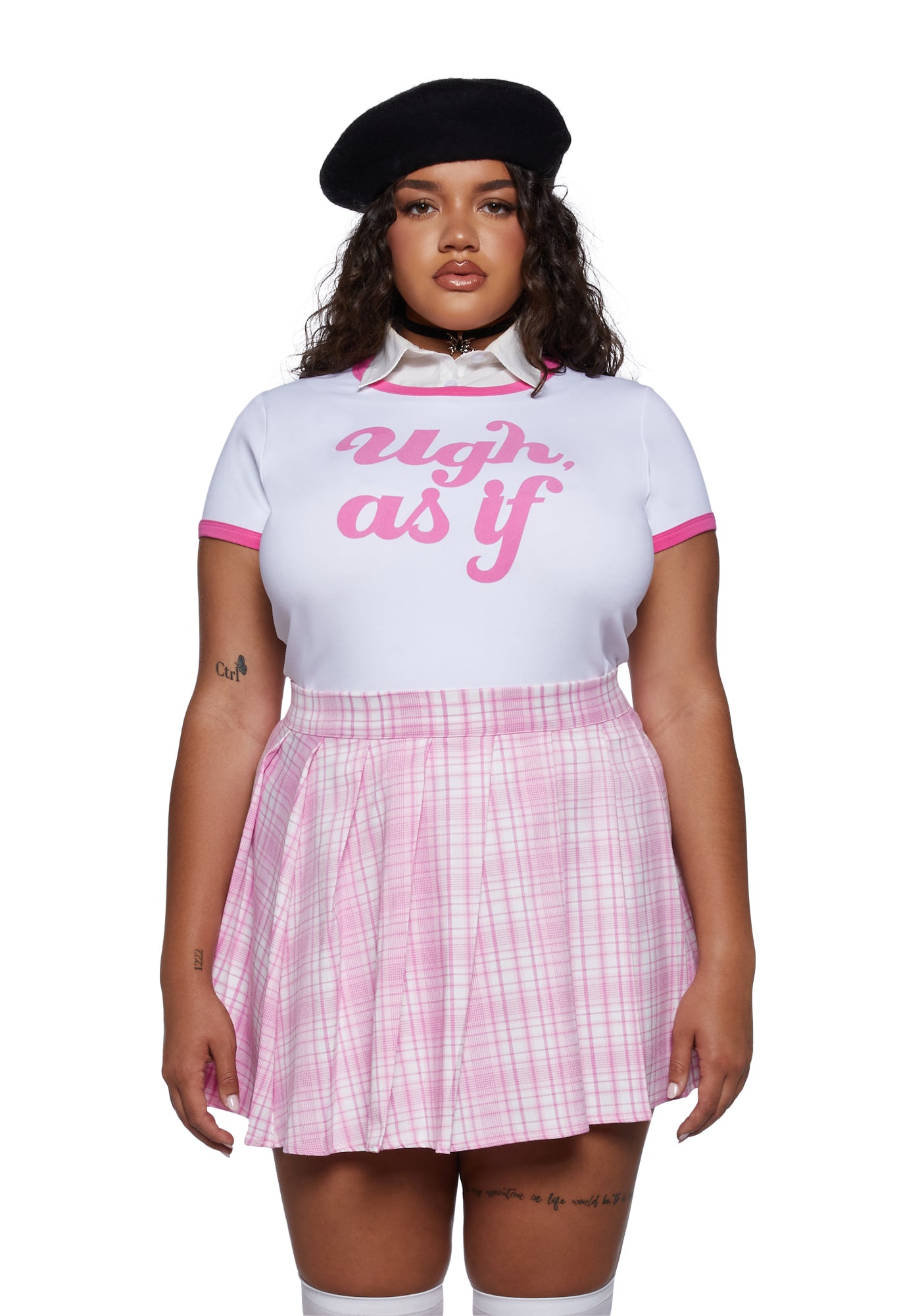 Plus Size Dolls Kill x Clueless Ugh As If Cropped Baby Tee White