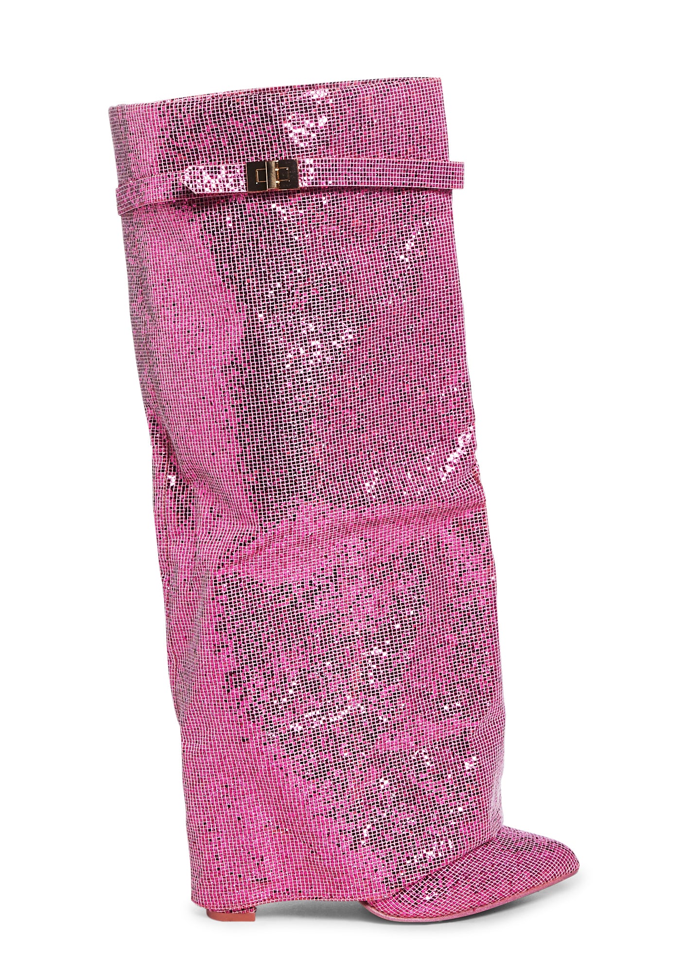Public Desire Glitter Fold Over Boots Pink Dolls Kill