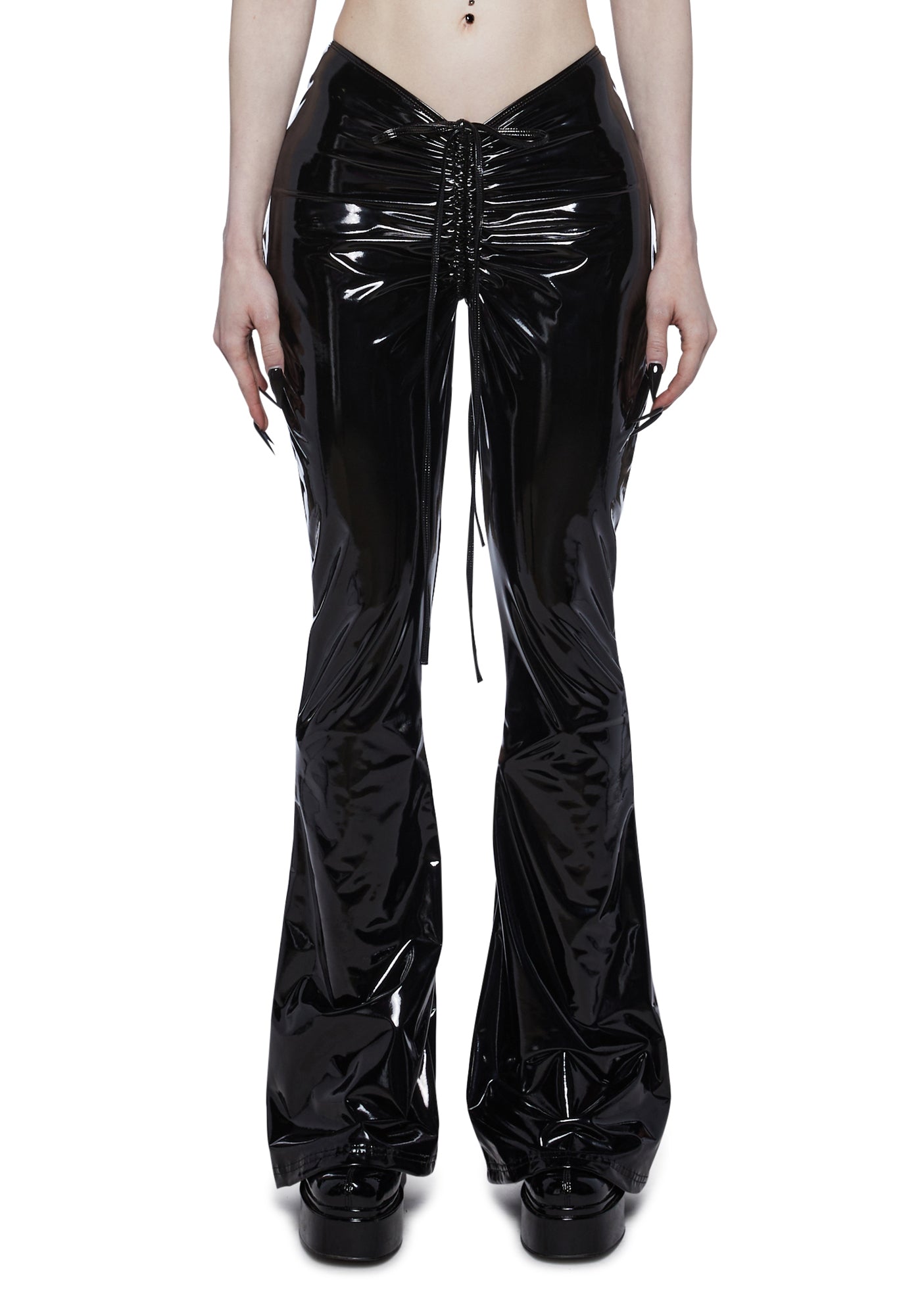 The Grave Girls Flared Leggings With Lace - Black – Dolls Kill