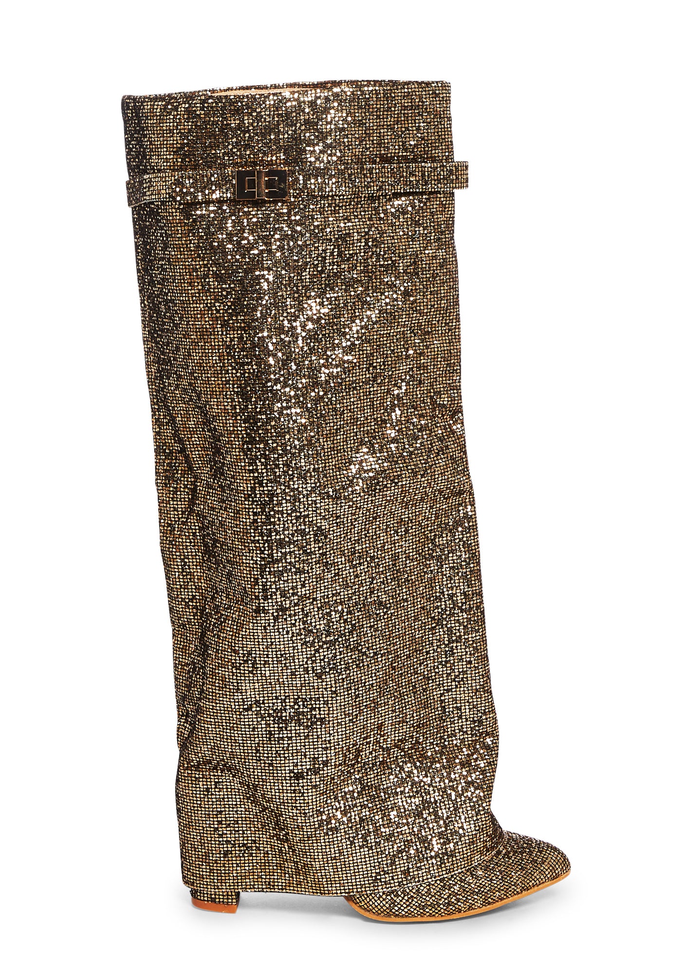 Public Desire Glitter Fold Over Boots Gold – Dolls Kill