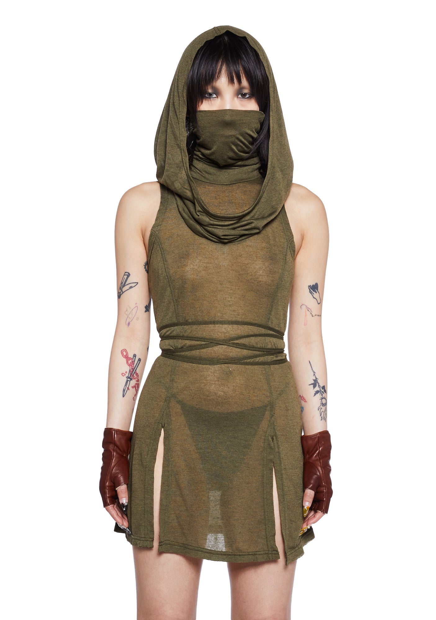 Hooded mini dress top